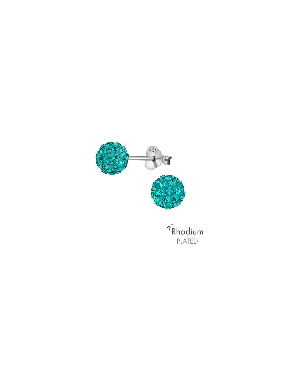 Aros de Plata Ball 6Mm Blue Zircon