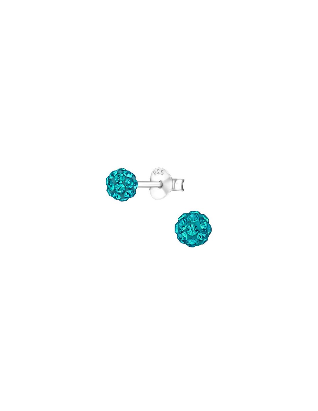Aros de Plata Ball 4Mm Blue Zircon