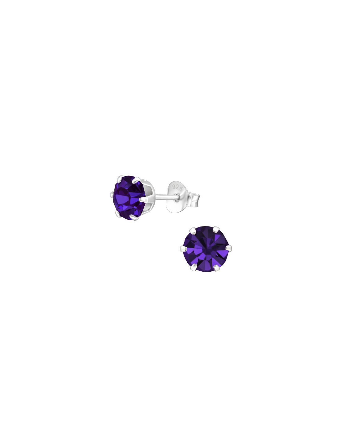 Aros de Plata 6Mm Round Amethyst