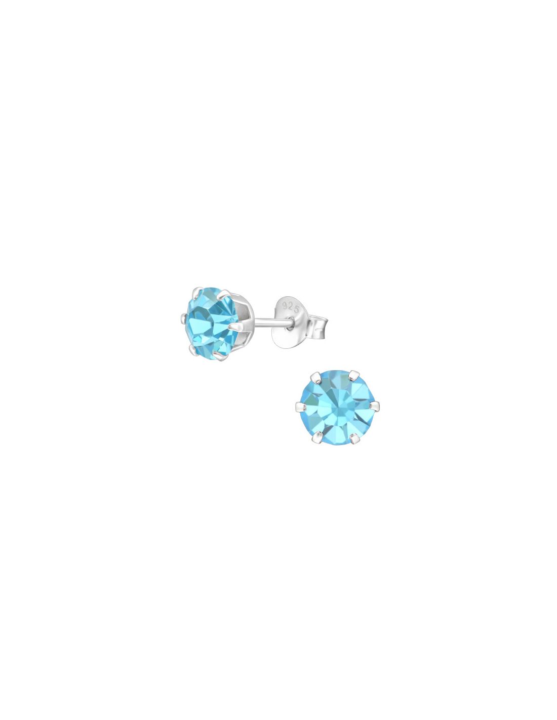 Aros de Plata 6Mm Round Aqua Bohemica
