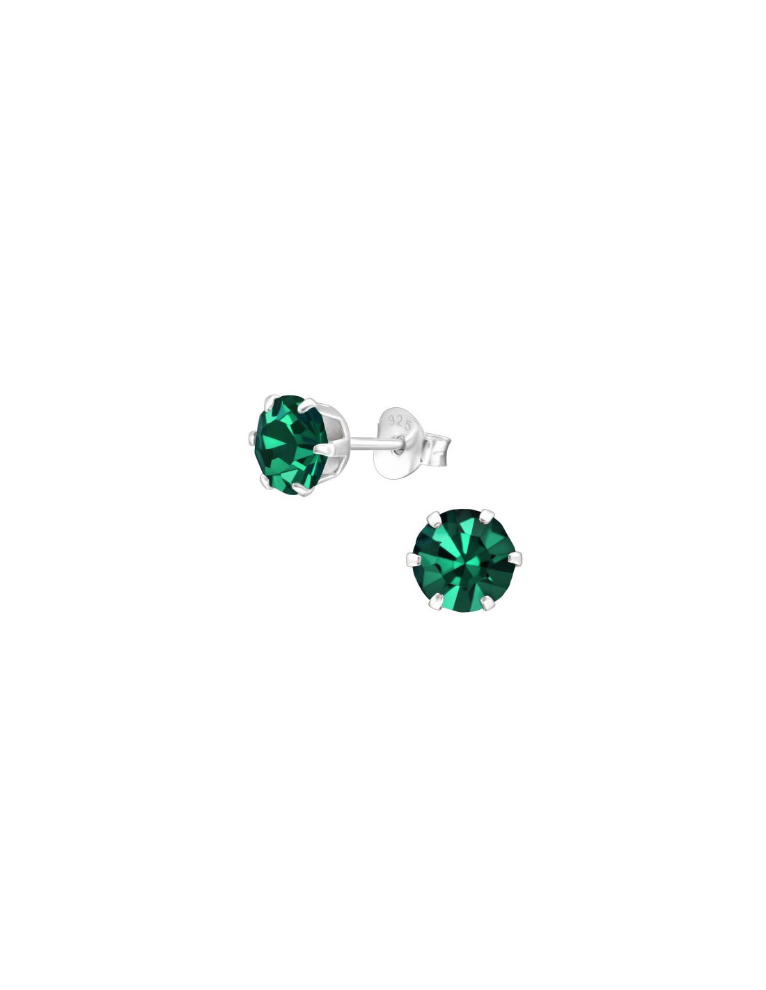 Aros de Plata 6Mm Round Emerald