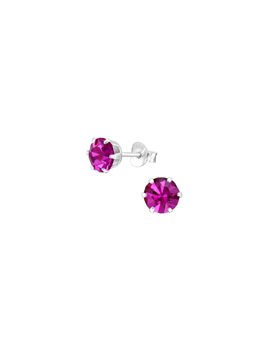 Aros de Plata 6Mm Round Fuchsia