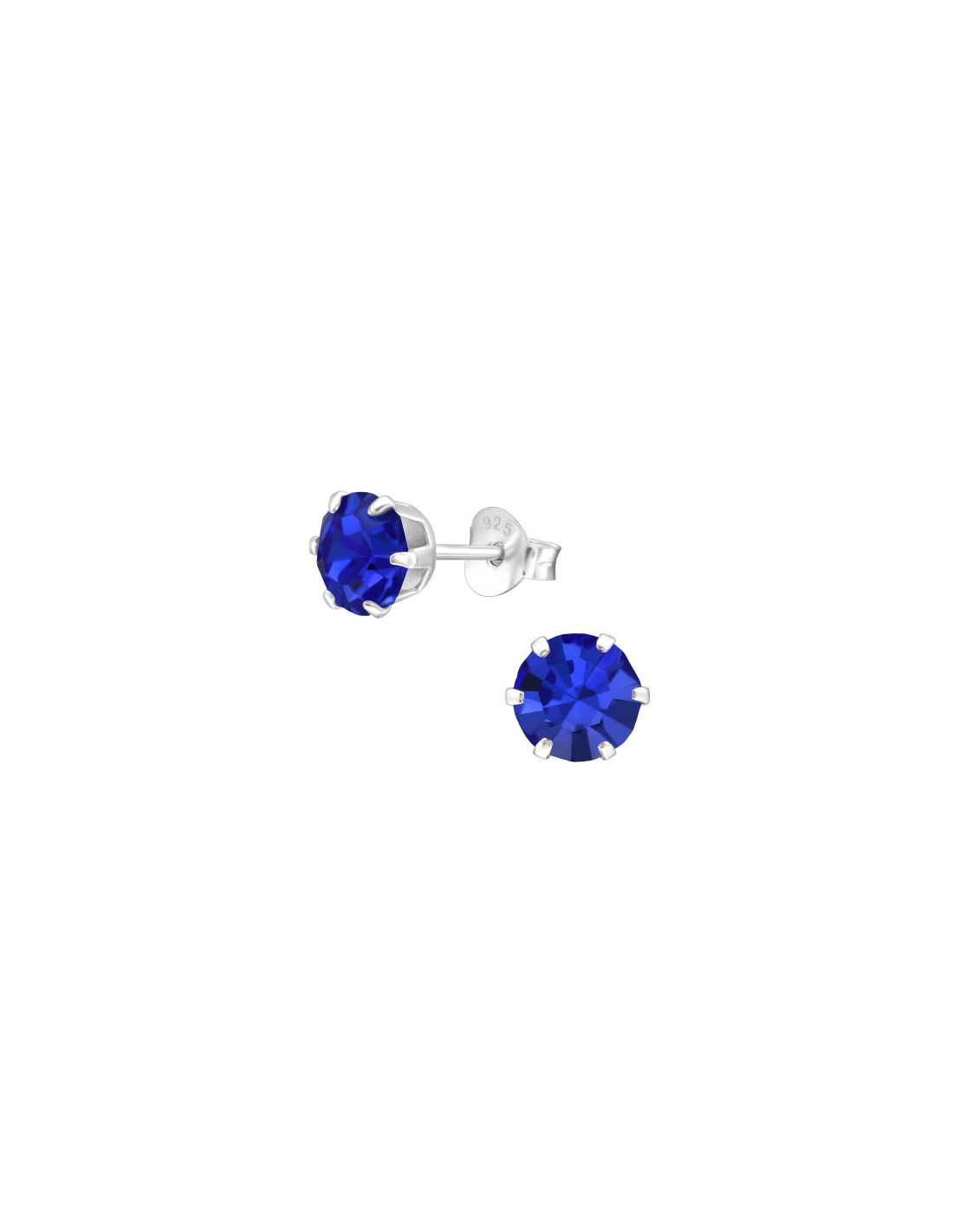 Aros de Plata 6Mm Round Sapphire