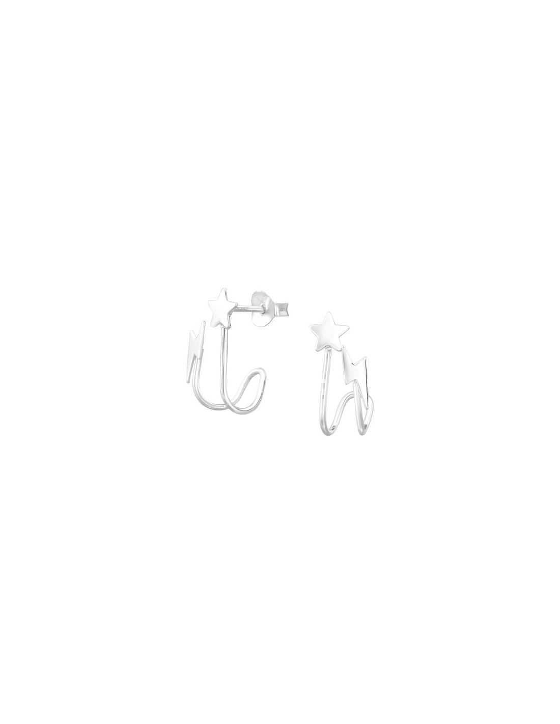 Aros de Plata Star And Lightning -