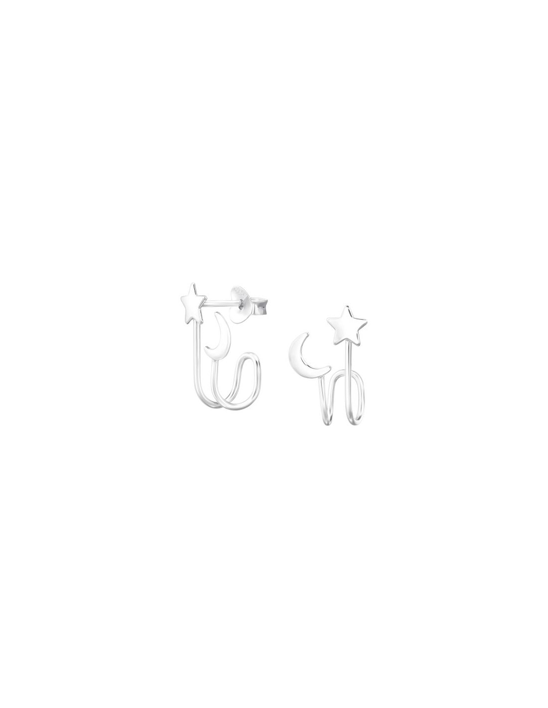 Aros de Plata Star And Moon -
