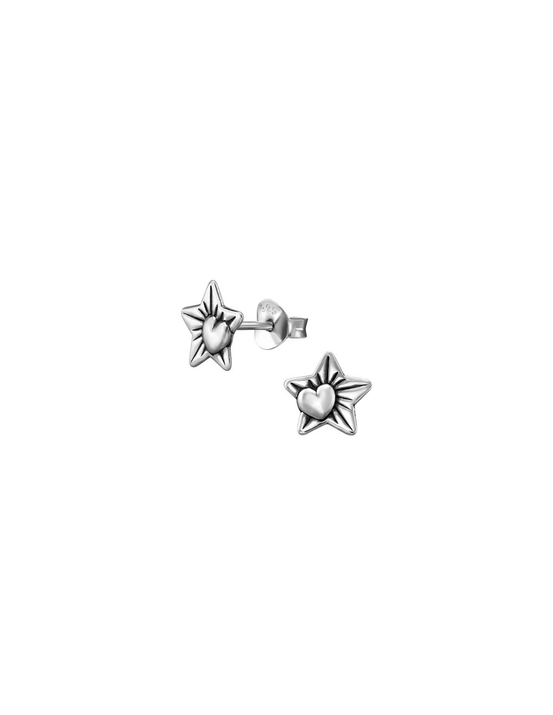 Aros de Plata 8Mm Star And Heart -