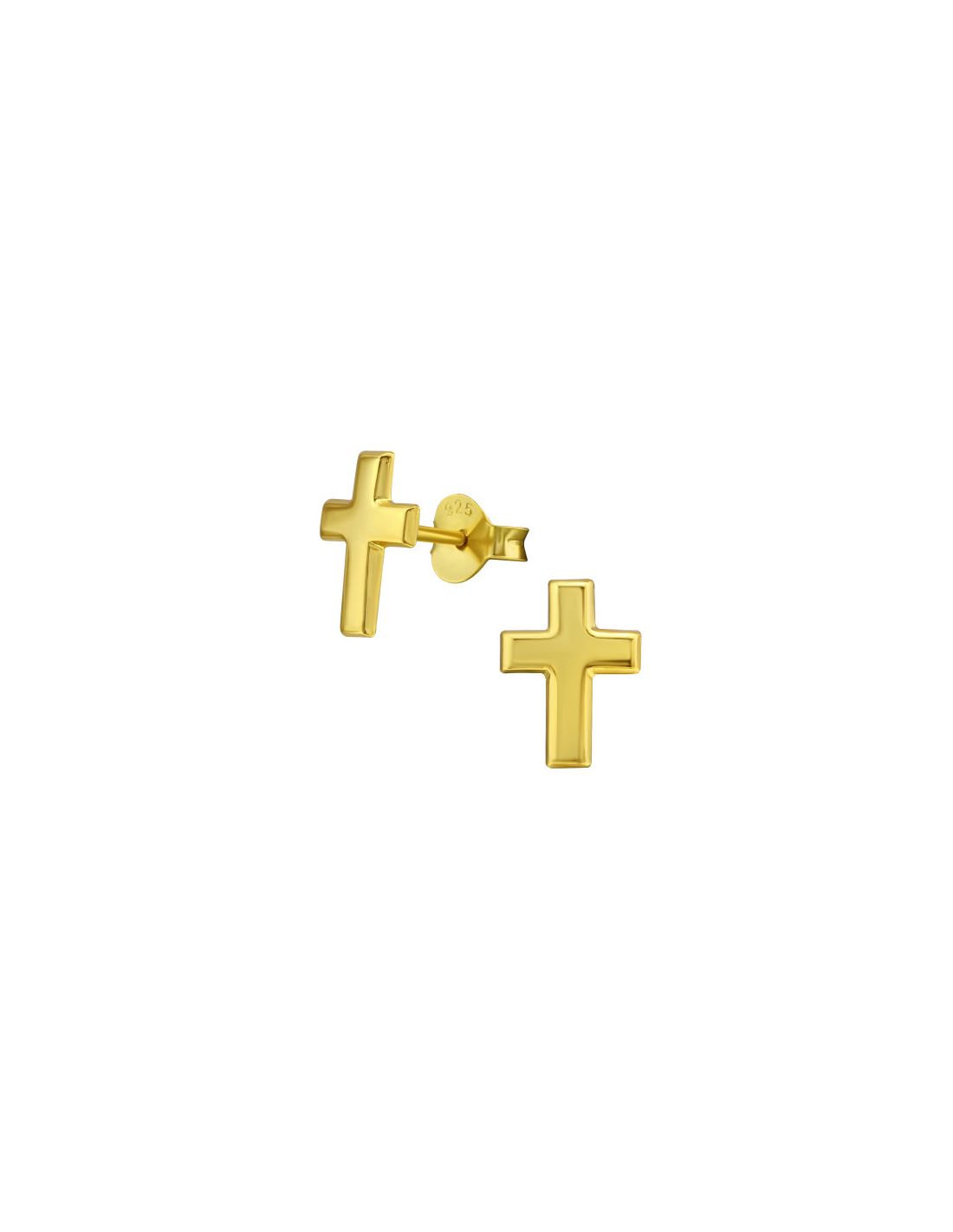 Aros de Plata Bañados en oro 24k Cross -