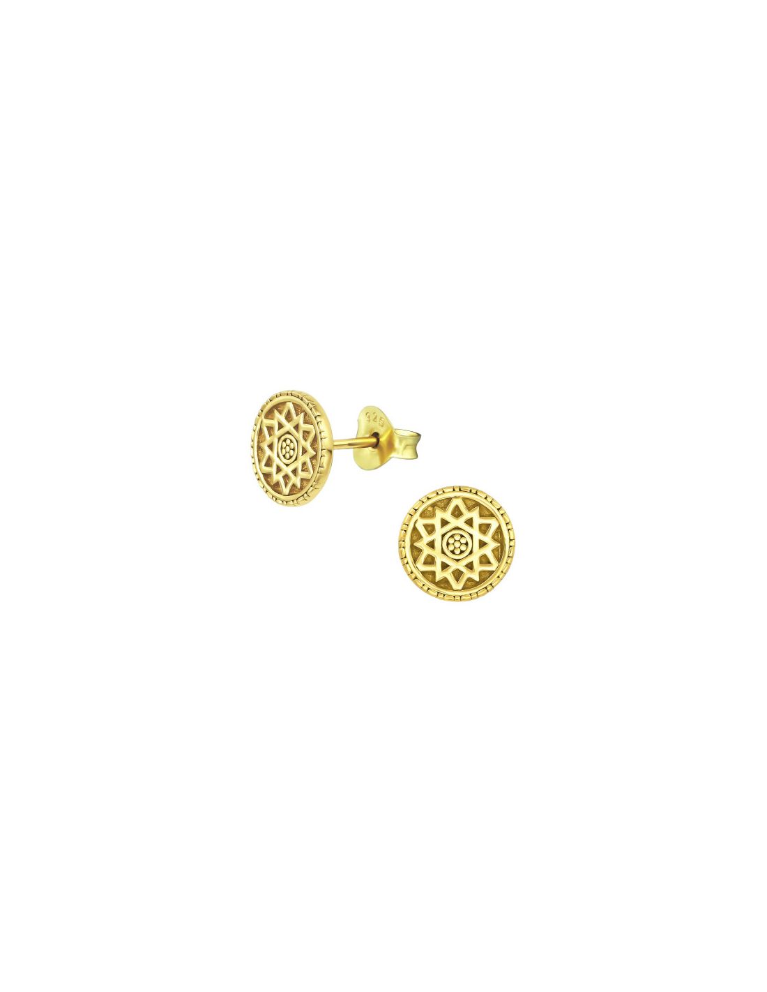 Aros de Plata Bañados en oro 24k Sun -