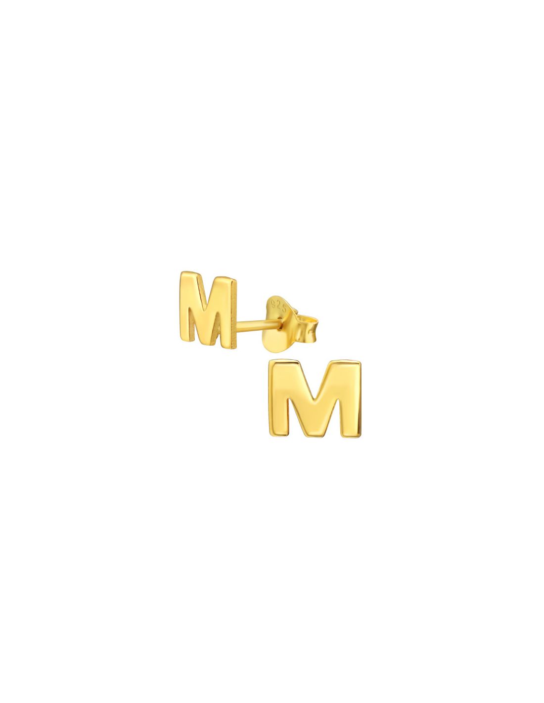 Aros de Plata Bañados en oro 24k "M" -