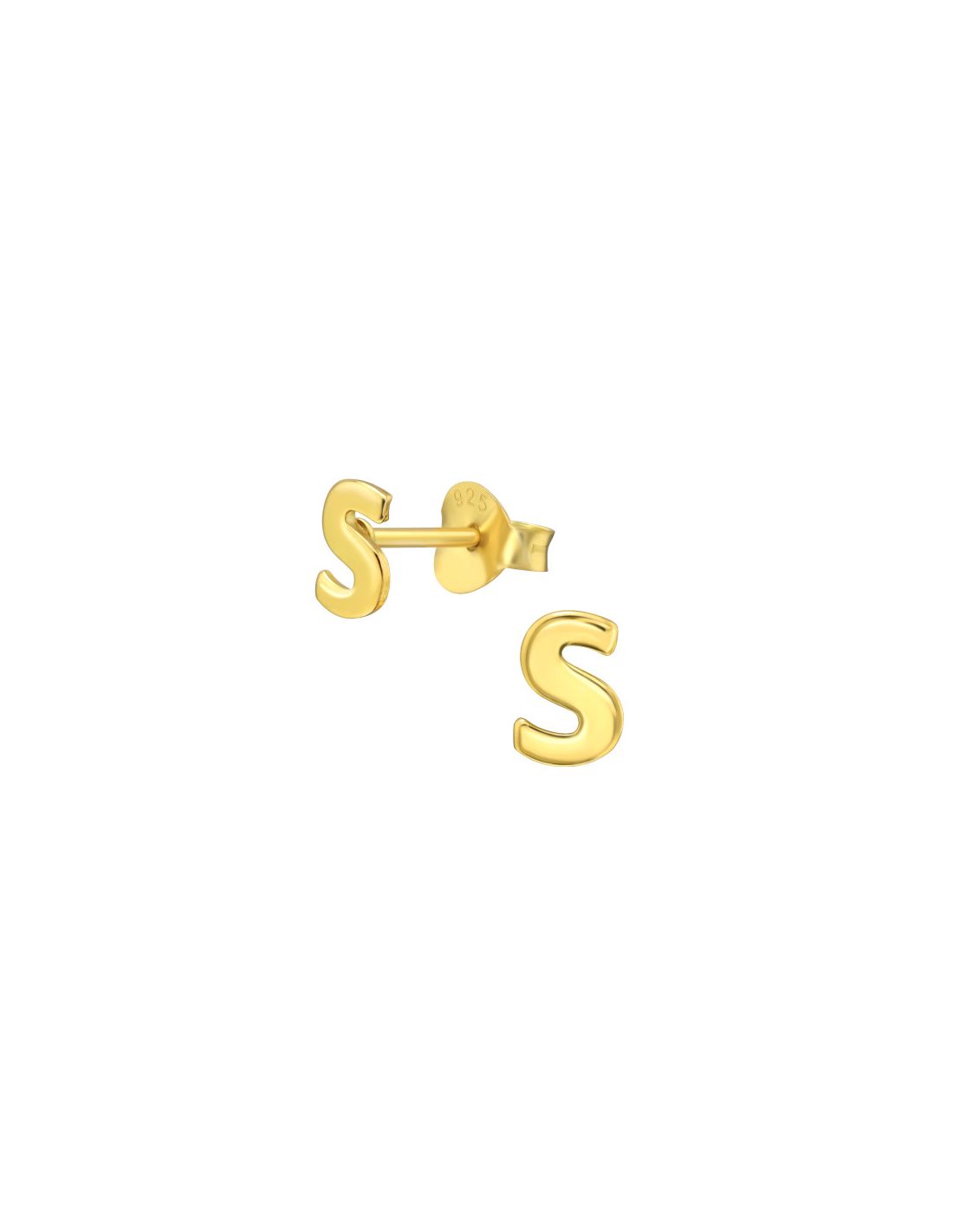 Aros de Plata Bañados en oro 24k "S" -
