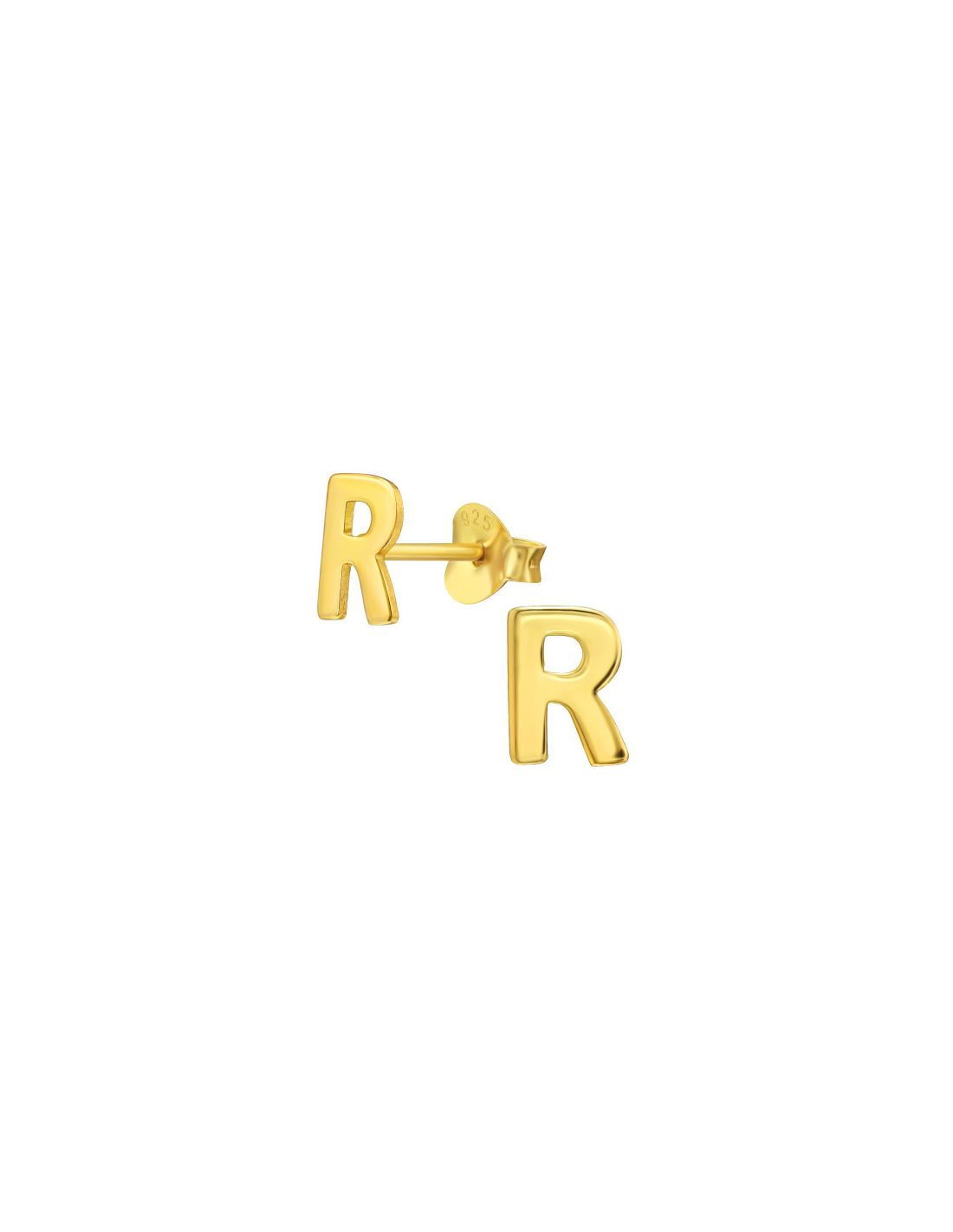 Aros de Plata Bañados en oro 24k "R" -