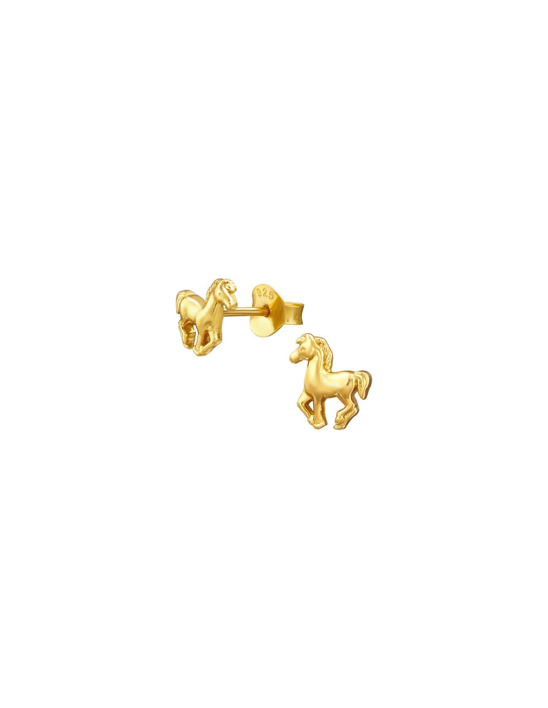 Aros de Plata Bañados en oro 24k Horse -
