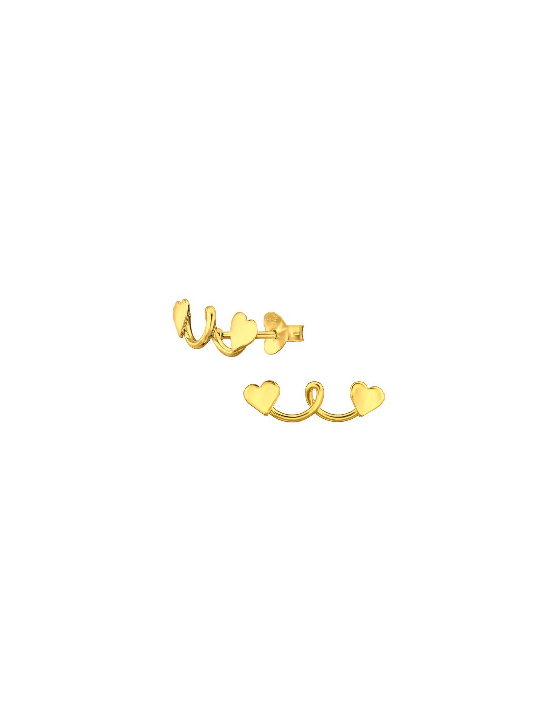 Aros de Plata Bañados en oro 24k Heart -