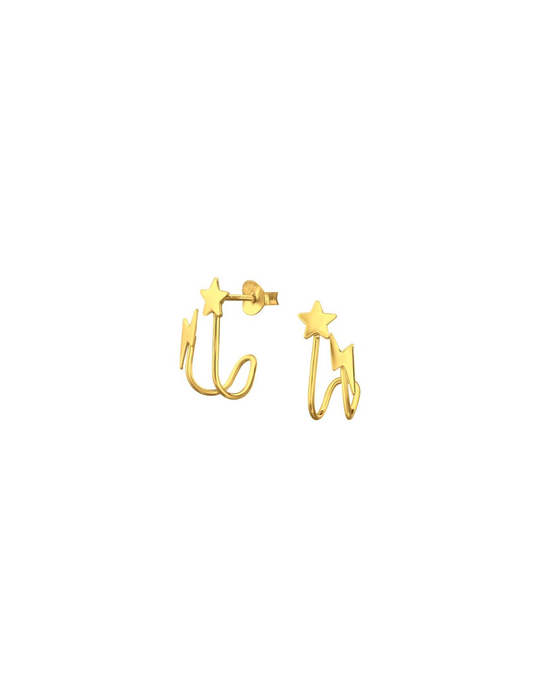 Aros de Plata Bañados en oro 24k Star...