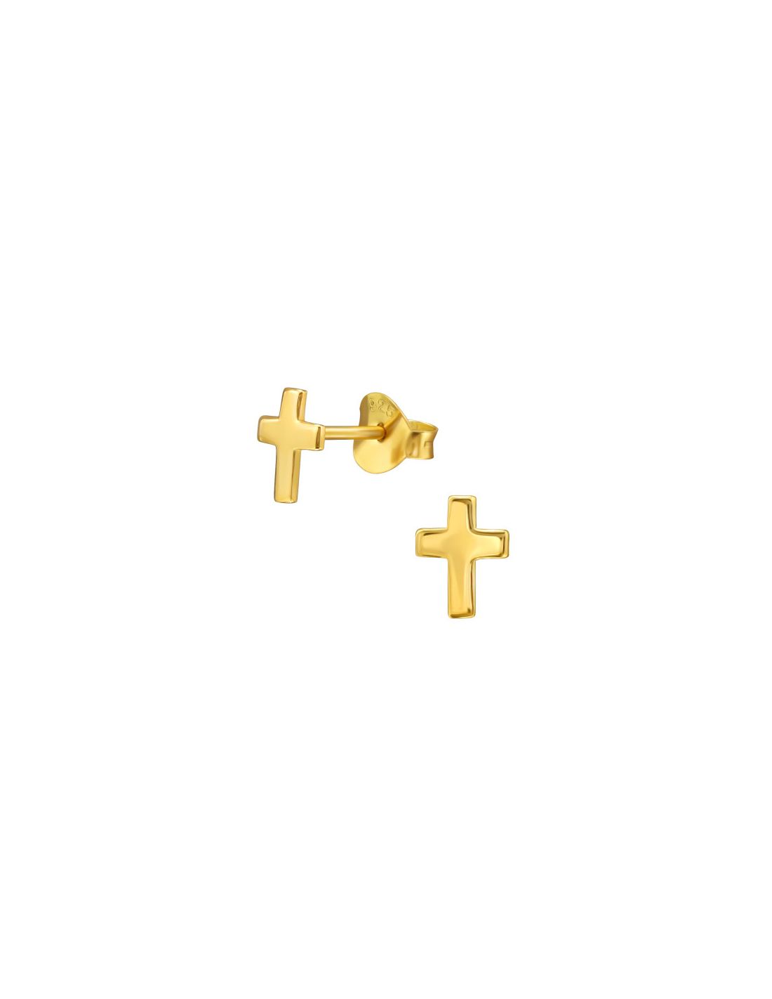 Aros de Plata Bañados en oro 24k Cross -