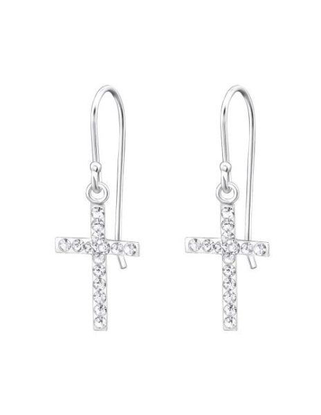 Aros de Plata Cross Crystal...