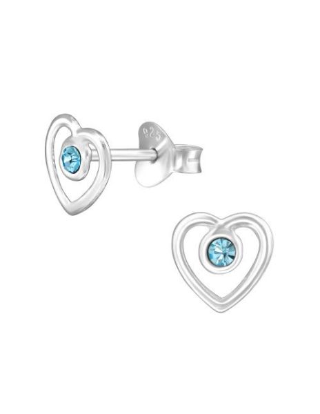Aros de Plata Heart Aqua...