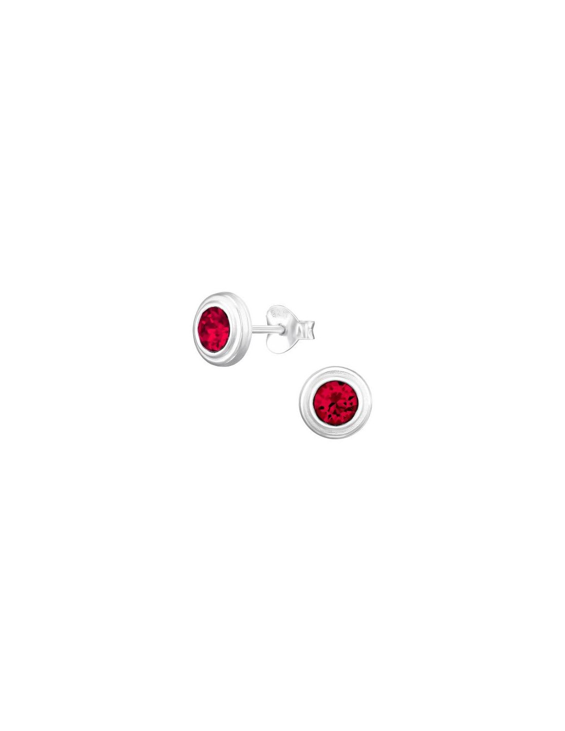 Aros de Plata Round Ruby 7 mm x 7 mm