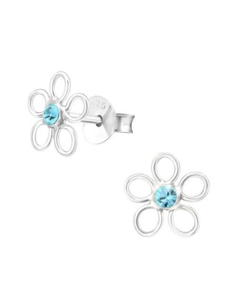 Aros de Plata Flower Aqua...