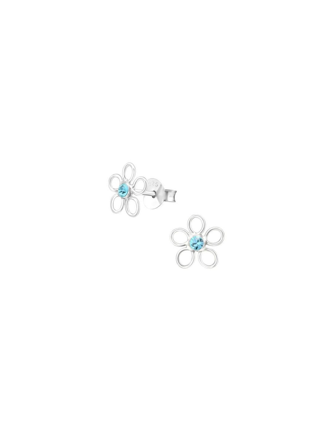 Aros de Plata Flower Aqua Bohemica 7...