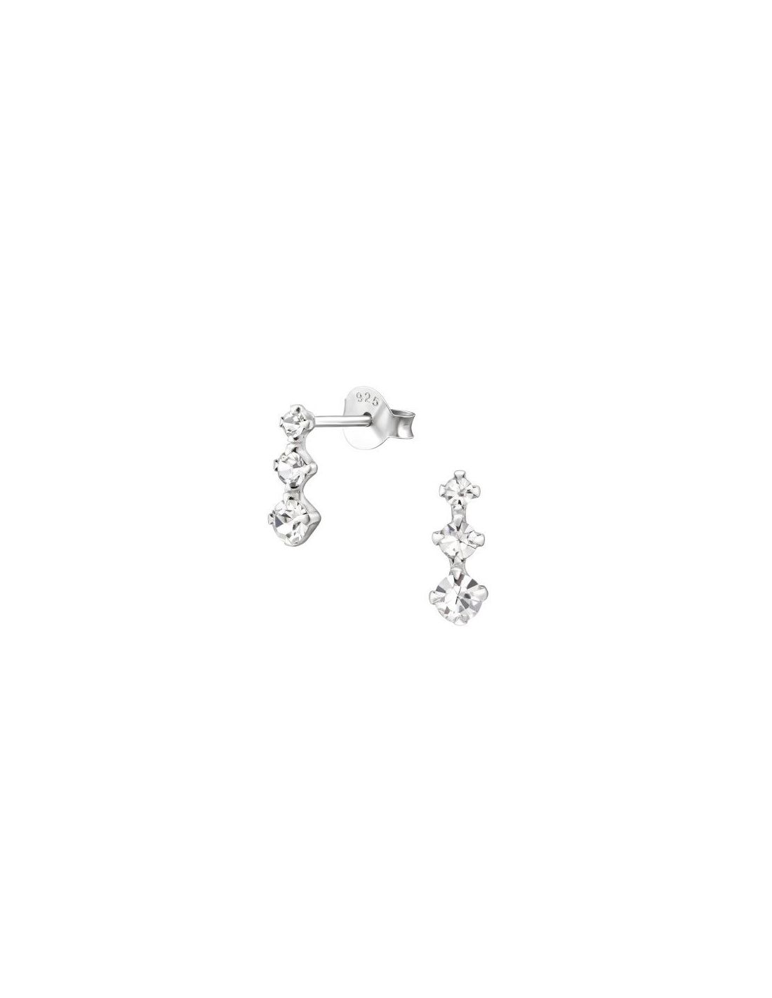 Aros de Plata Bar Crystal 3 mm x 8 mm