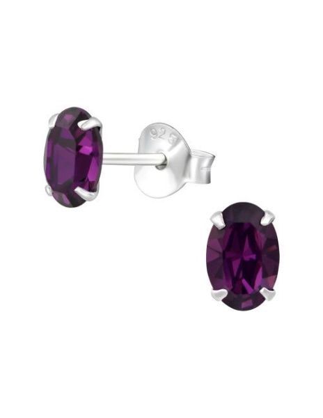 Aros de Plata Oval Amethyst...