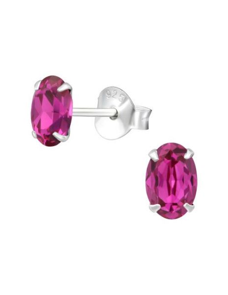Aros de Plata Oval Fuchsia...