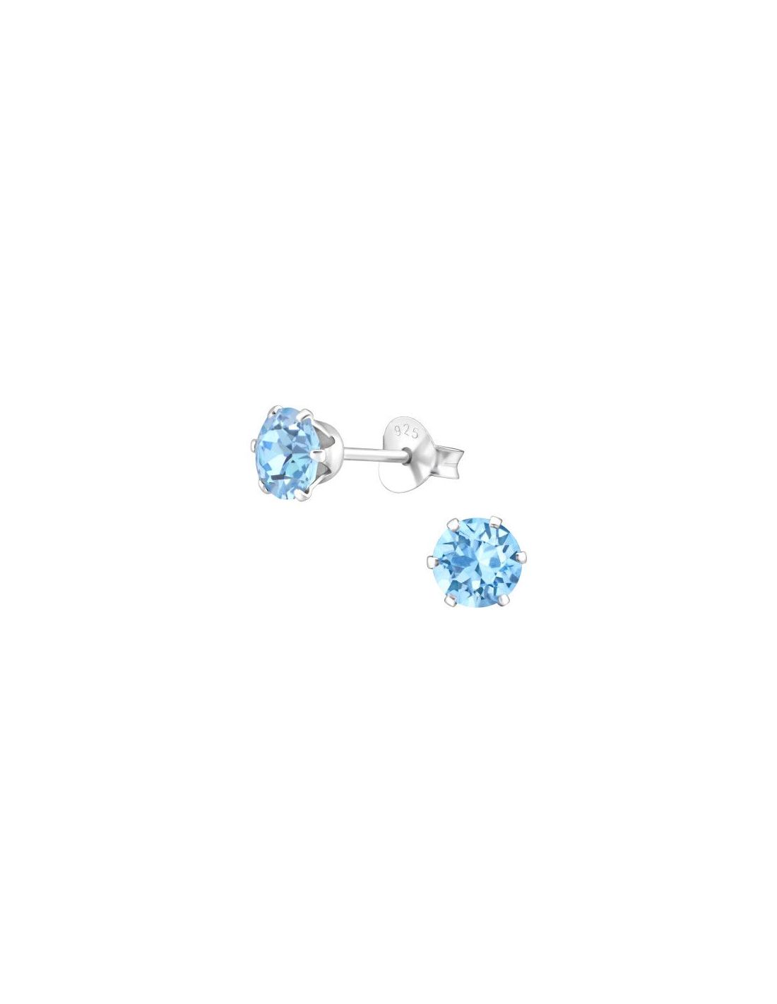 Aros de Plata Round Aquamarine 5 mm x...
