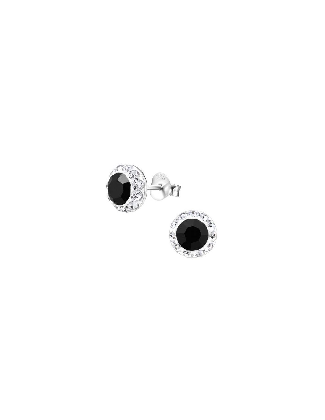 Aros de Plata Round Crystal 7 mm x 7 mm