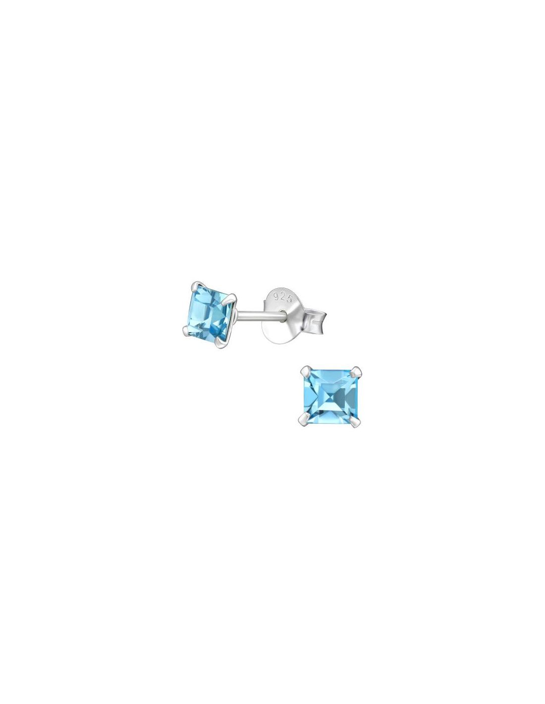 Aros de Plata Square Aquamarine 4 mm...