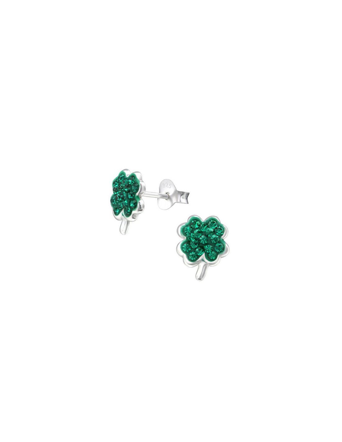 Aros de Plata Lucky Clover Emerald 8...