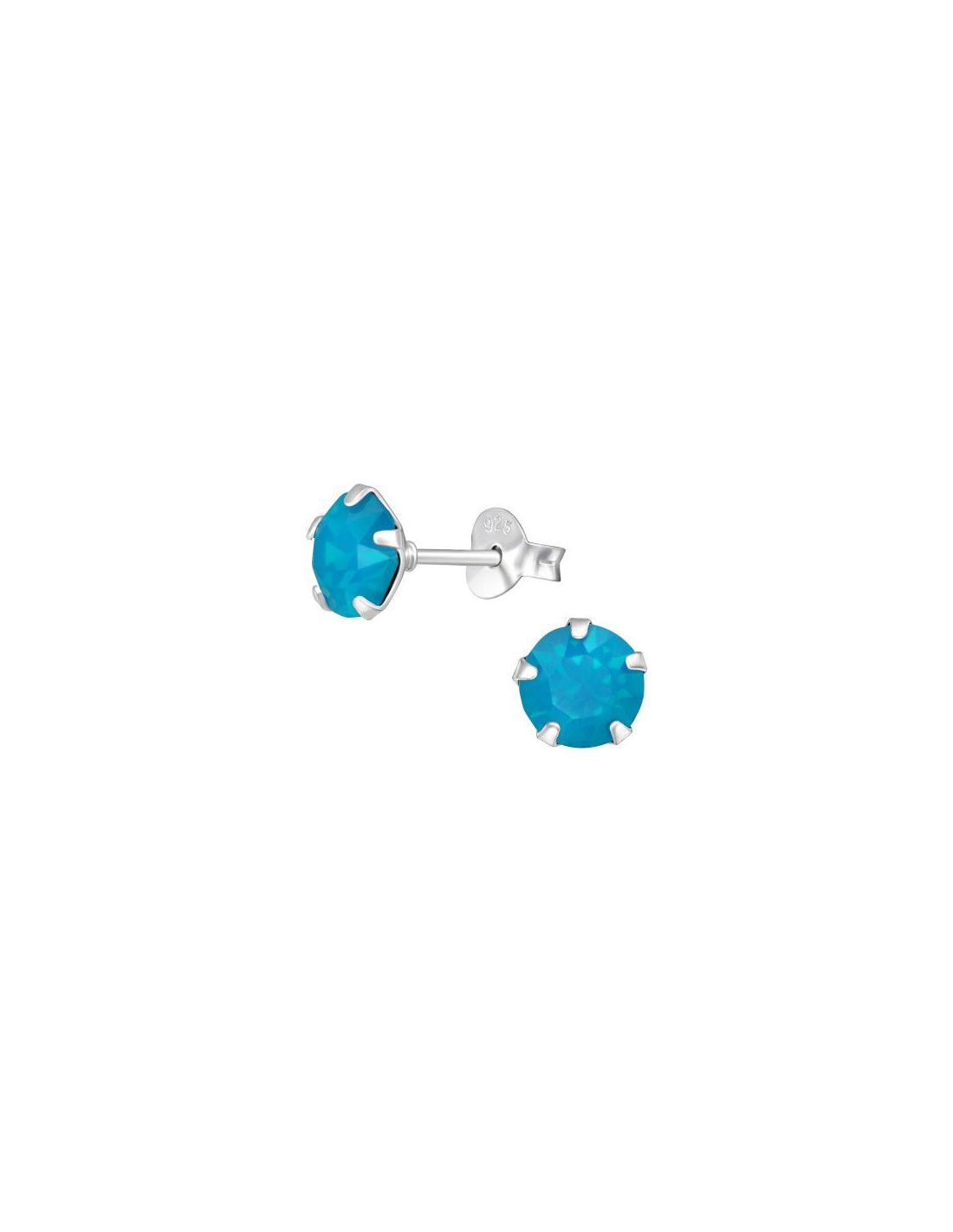 Aros de Plata Round Caribbean Blue...