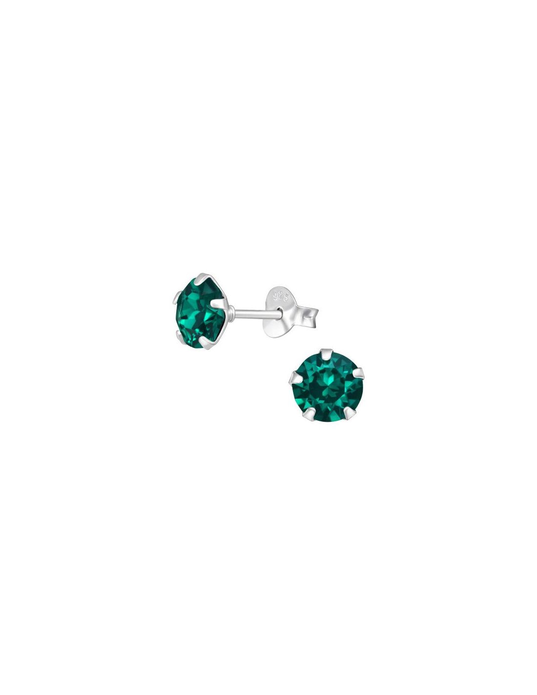 Aros de Plata Round Emerald 6 mm x 6 mm