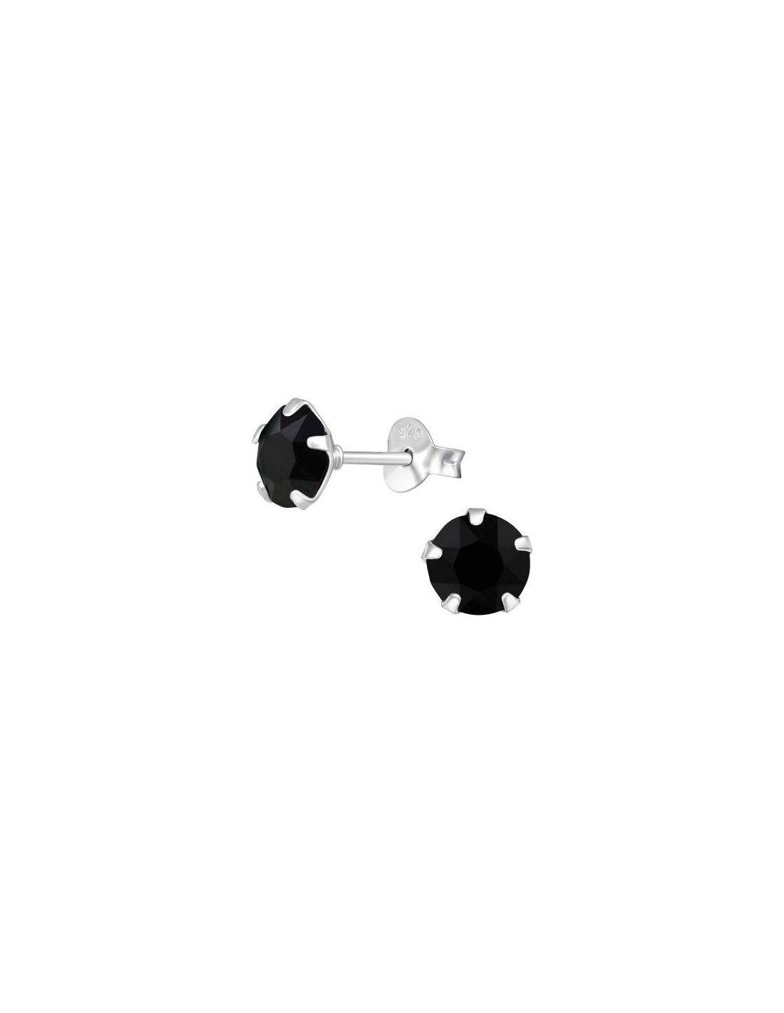 Aros de Plata Round Jet 6 mm x 6 mm
