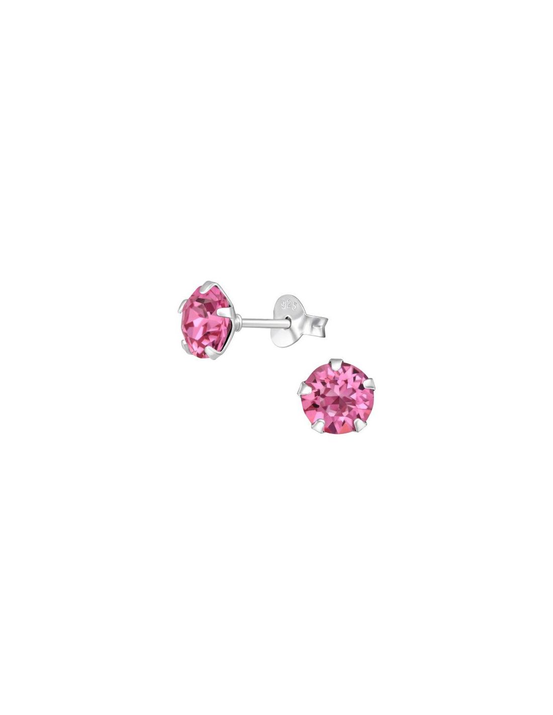 Aros de Plata Round Rose 6 mm x 6 mm