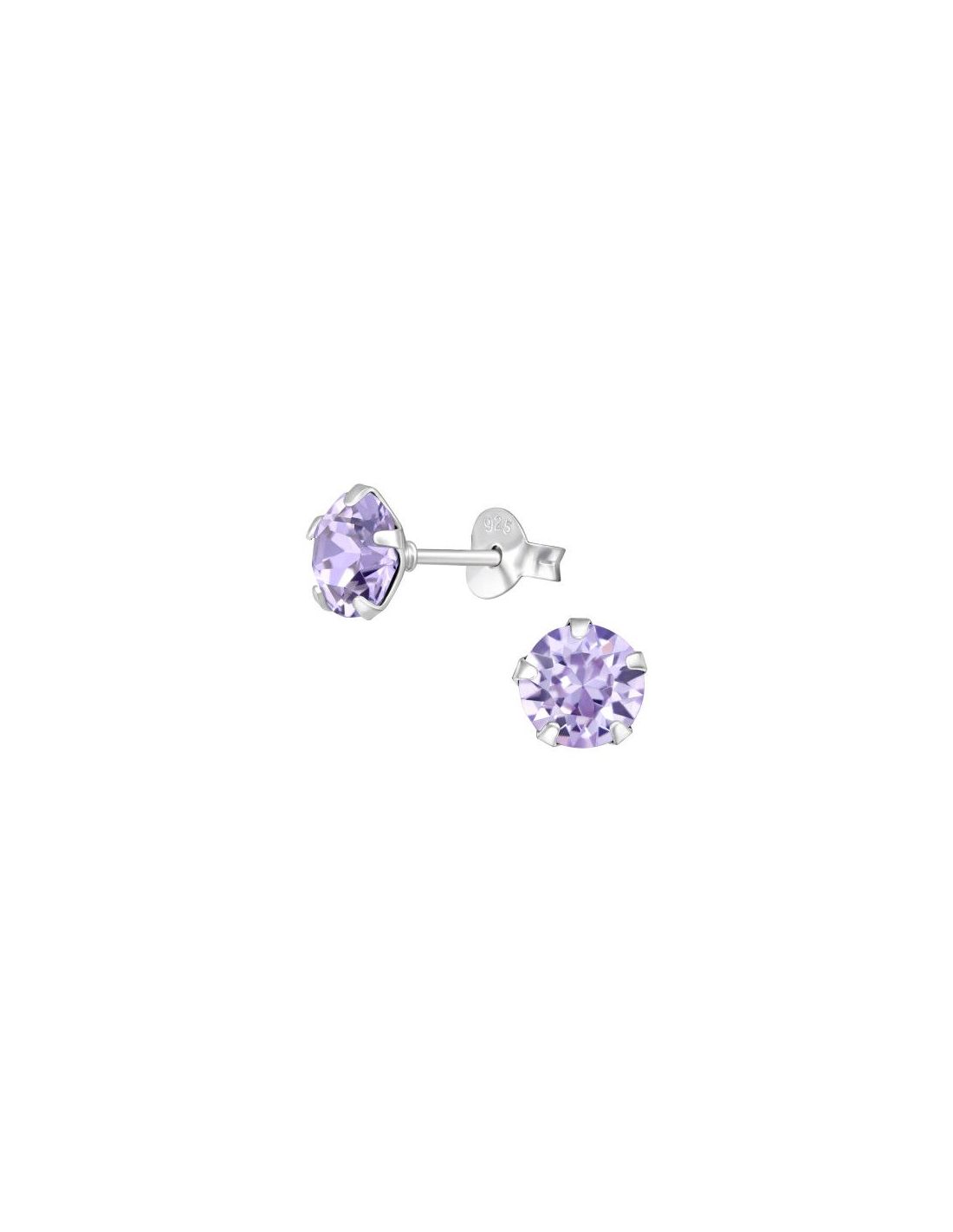 Aros de Plata Round Violet 6 mm x 6 mm
