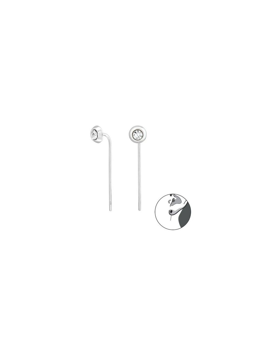 Aros de Plata Round Crystal 5 mm x 5 mm