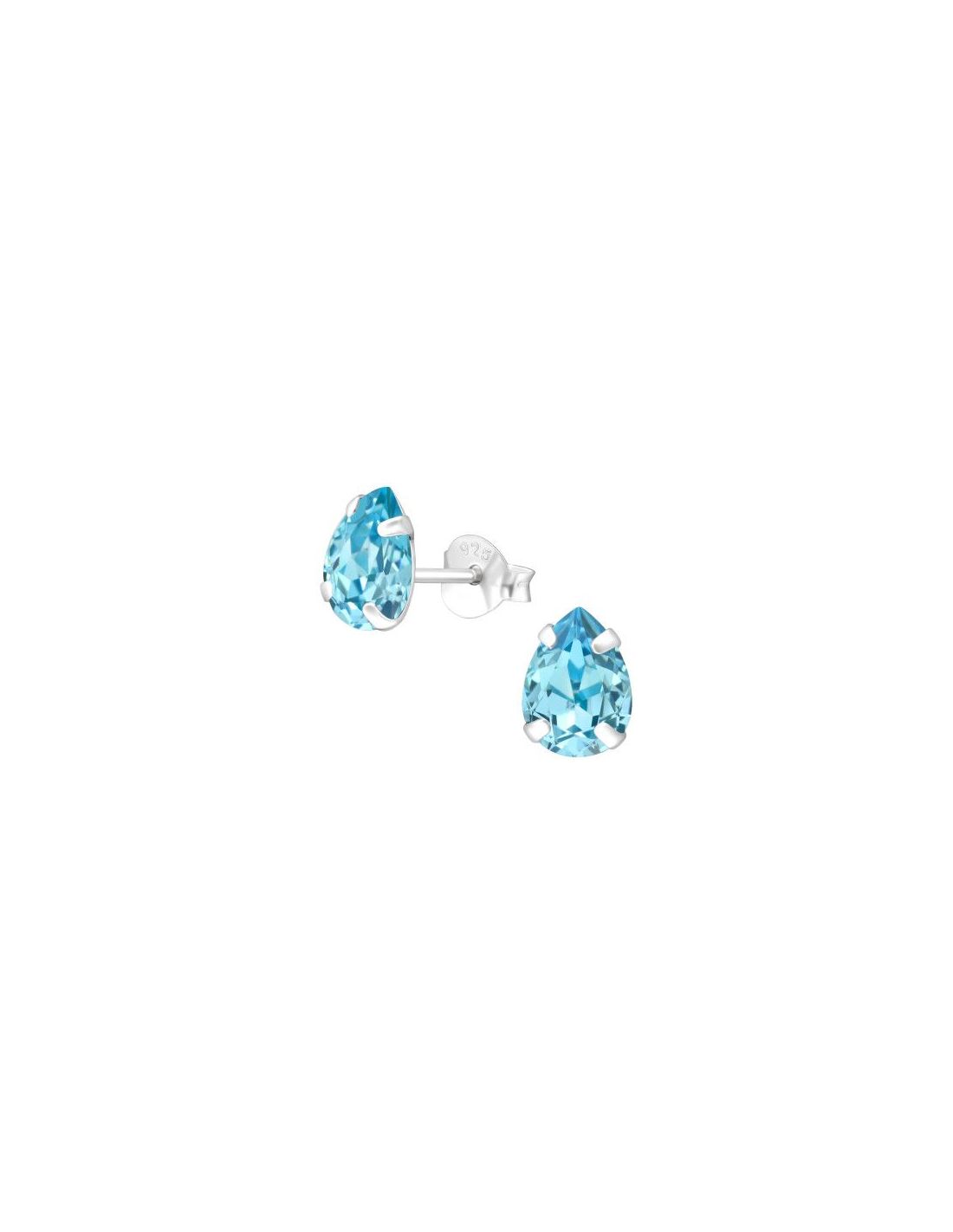 Aros de Plata Pear Aquamarine 8 mm x...