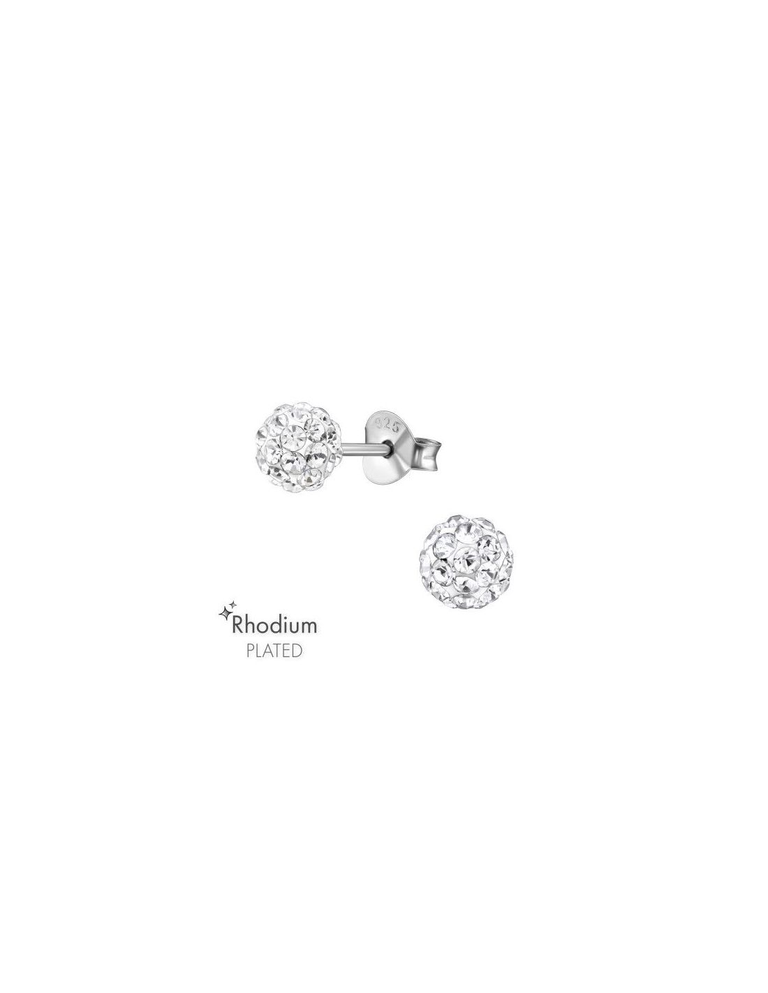 Aros de Plata Ball Crystal 5 mm x 5 mm