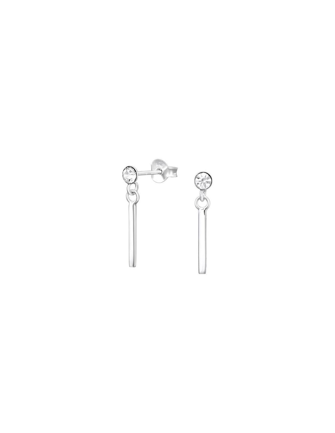 Aros de Plata Bar Dangle Crystal 3.5...