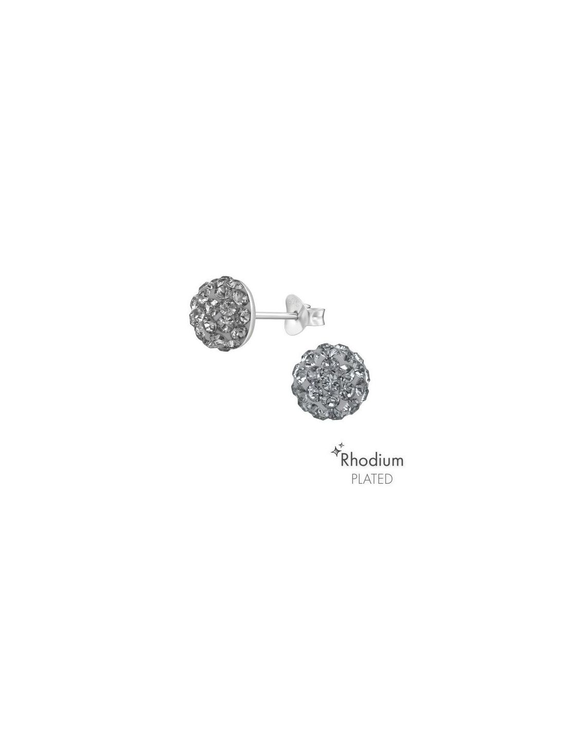 Aros de Plata Round Black Diamond 8...