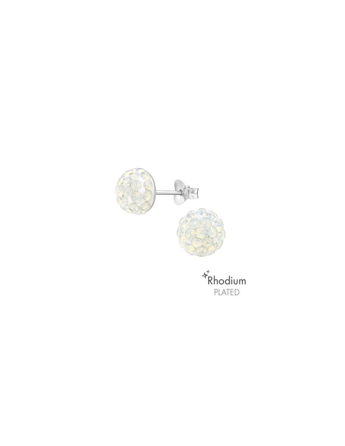 Aros de Plata Round White Opal 8 mm x...