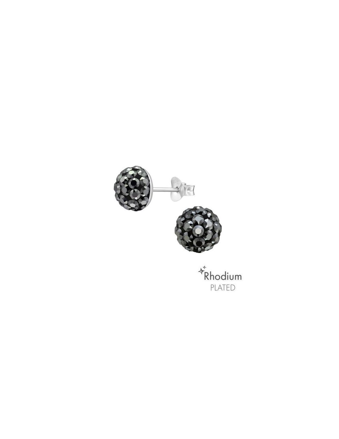 Aros de Plata Round Jet Hematite 8 mm...