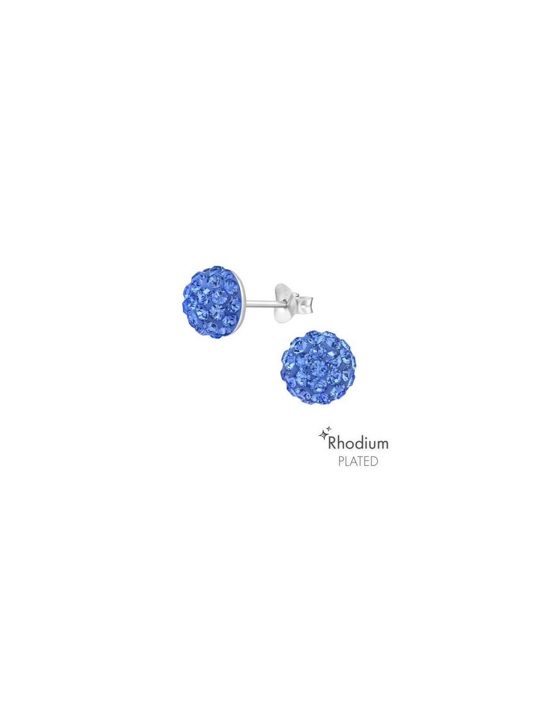 Aros de Plata Round Sapphire 8 mm x 8 mm