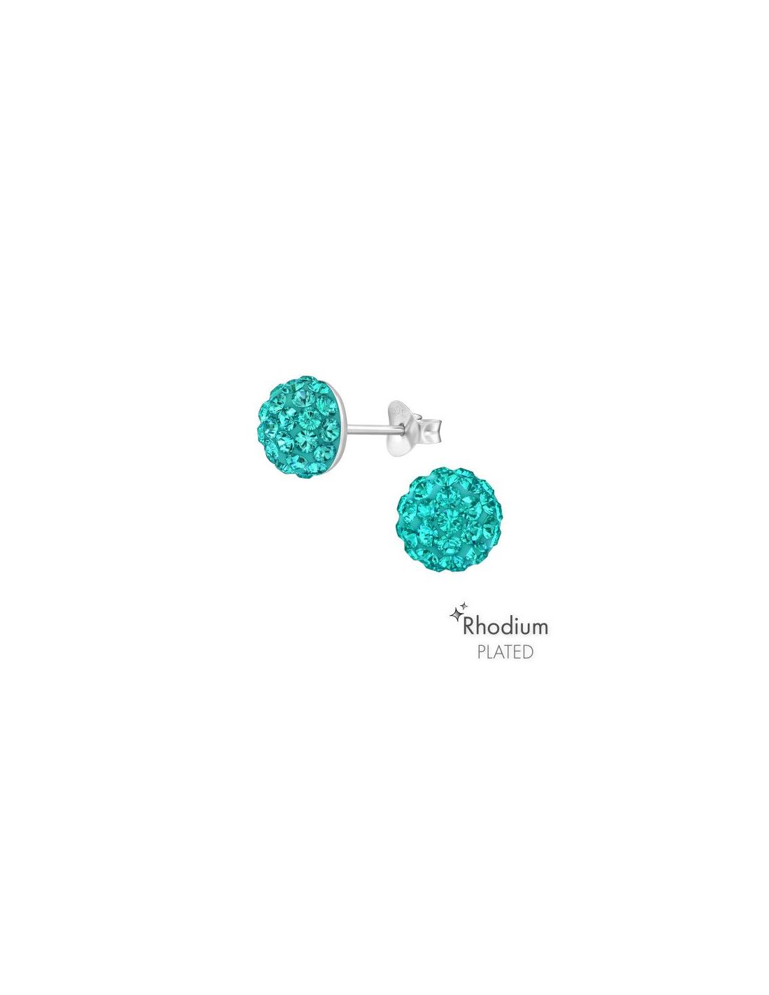 Aros de Plata Round Blue Zircon 8 mm...