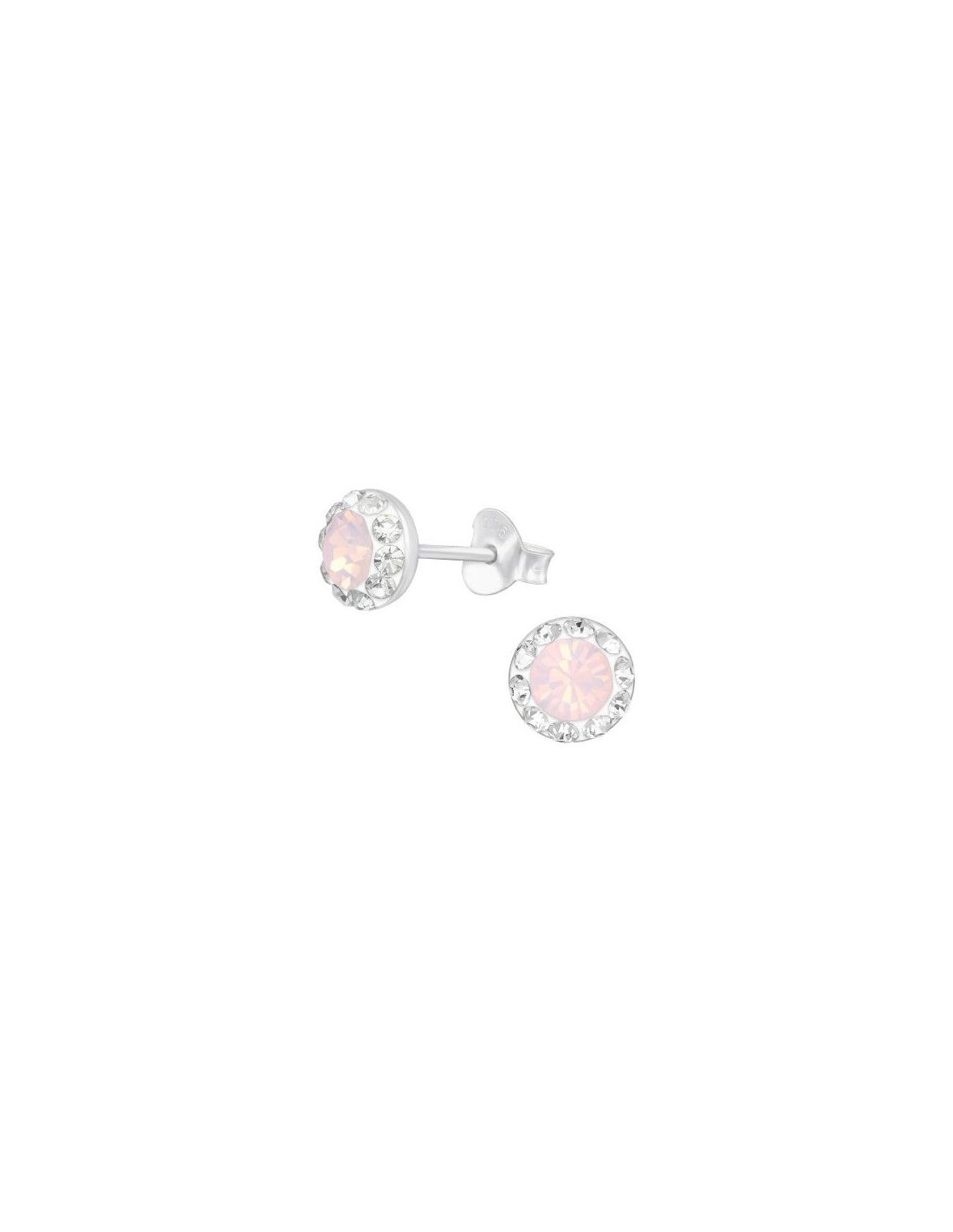 Aros de Plata Round Crystal 6 mm x 6 mm