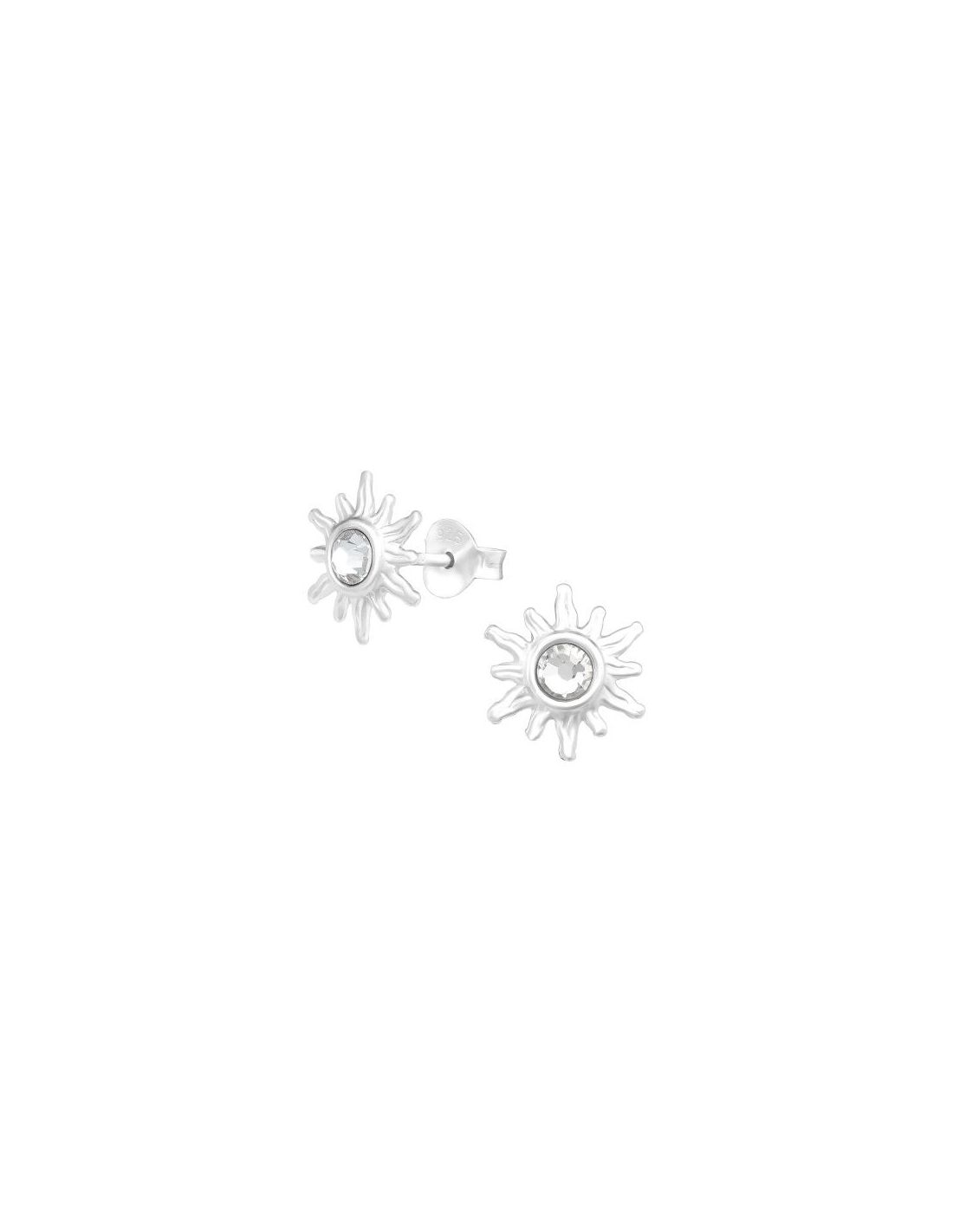 Aros de Plata Sun Crystal 10 mm x 10 mm