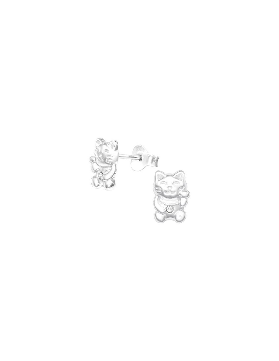 Aros de Plata Lucky Cat Crystal 6 mm...