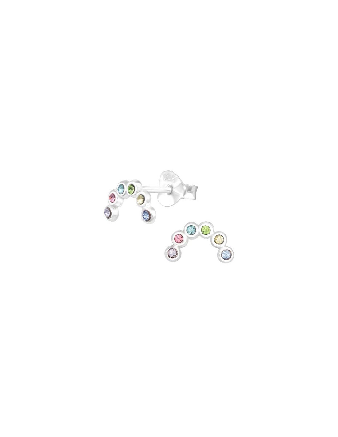 Aros de Plata Semi Circle Crystal 9...