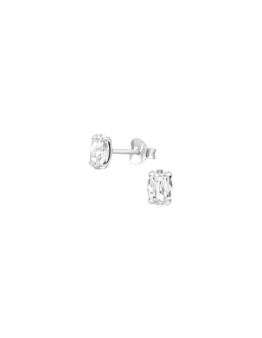 Aros de Plata Oval Crystal 4 mm x 6 mm